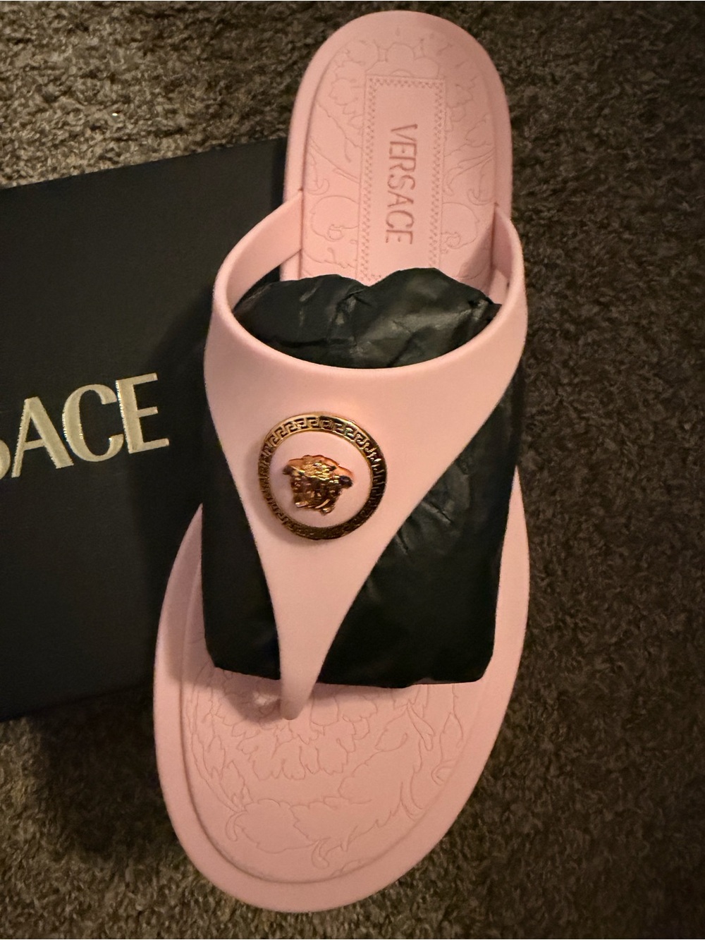 Versace Medusa Pastel Pink Rubber Thong Sandals Slides Size 40 / US 10 - Picture 6 of 8